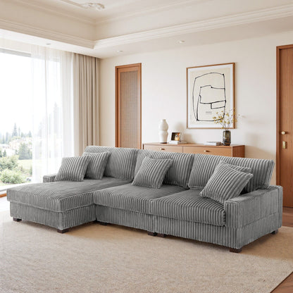 Canapé modulaire en forme de L en velours rembourré UIXE