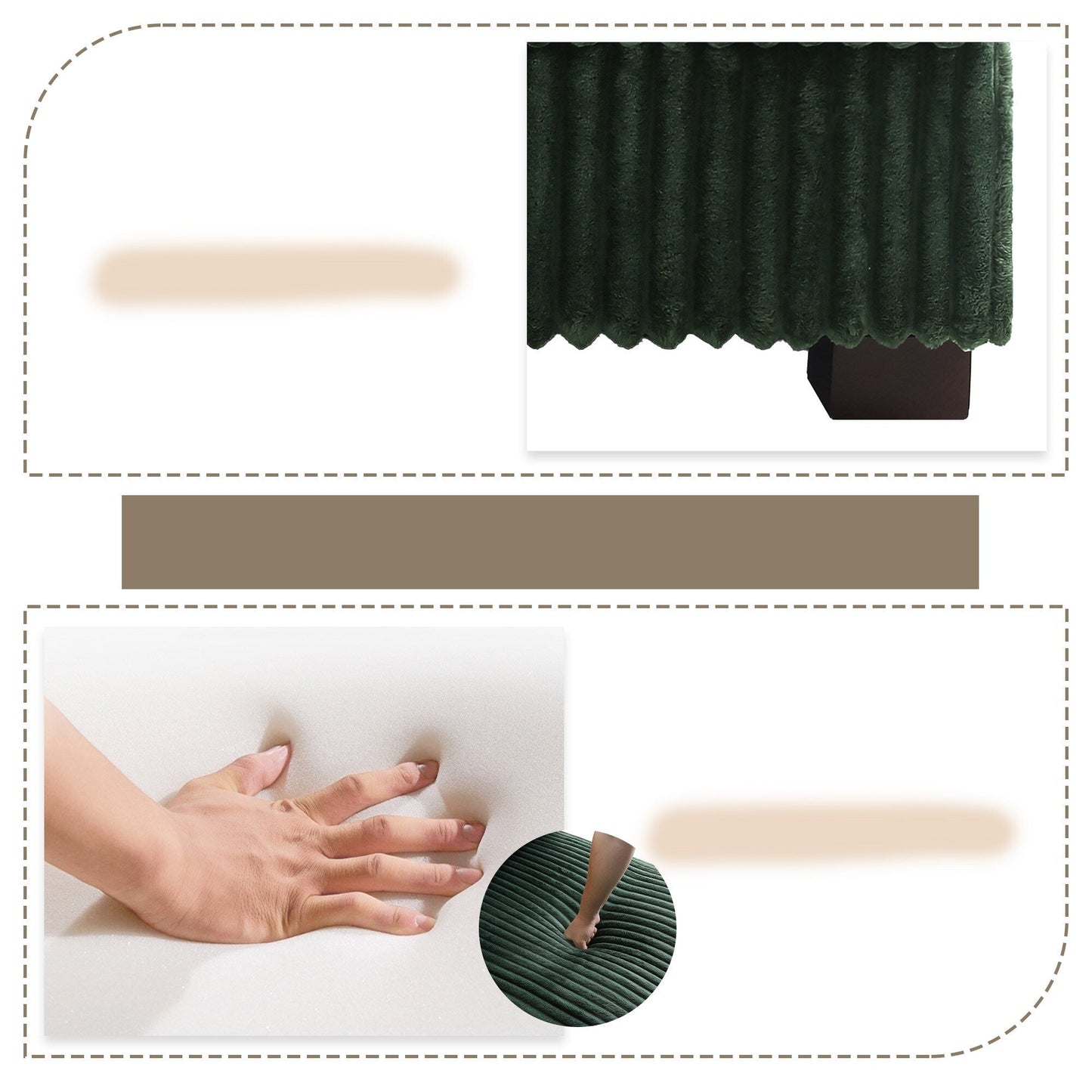 Canapé modulaire en forme de L en velours rembourré UIXE