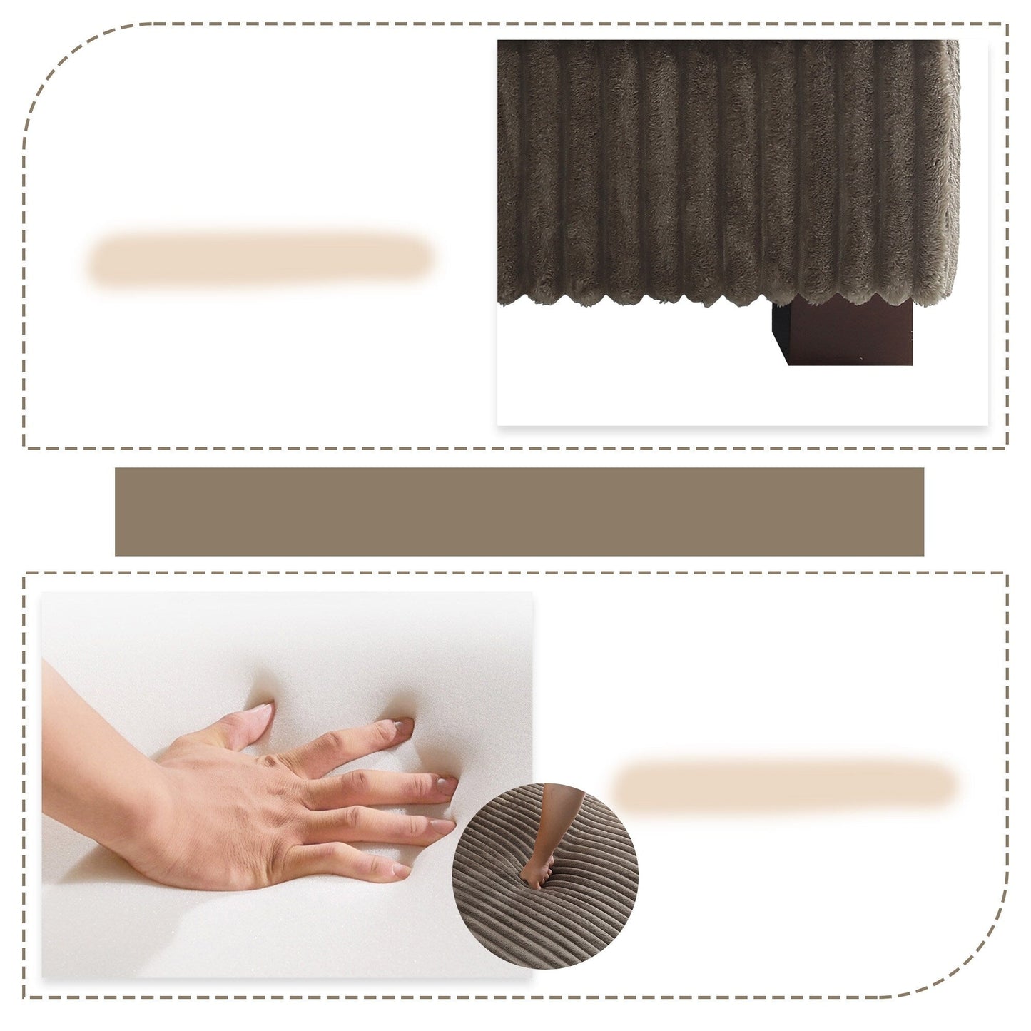 Canapé modulaire en forme de L en velours rembourré UIXE