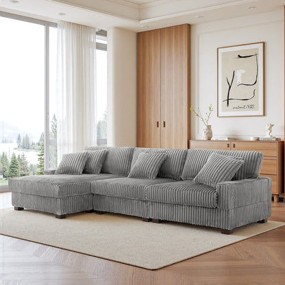 Canapé modulaire en forme de L en velours rembourré UIXE