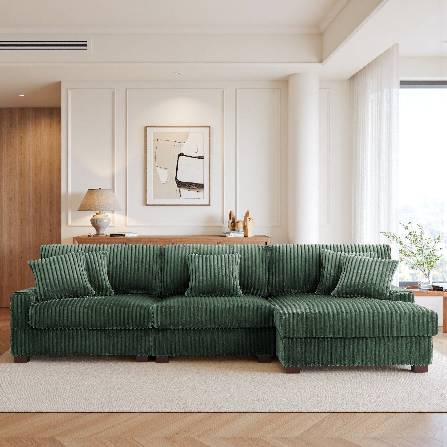 Canapé modulaire en forme de L en velours rembourré UIXE