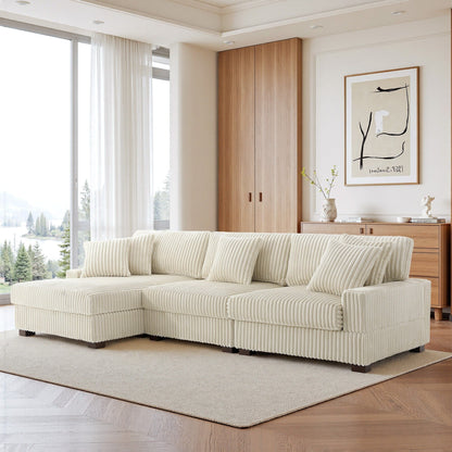 Canapé modulaire en forme de L en velours rembourré UIXE