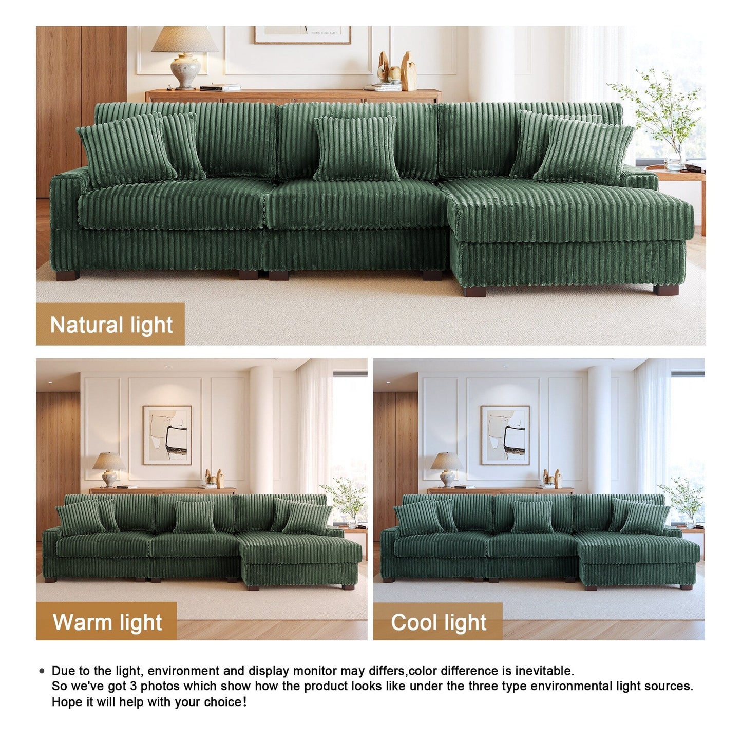 Canapé modulaire en forme de L en velours rembourré UIXE