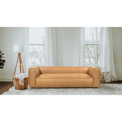 Canapé de salon UR en cuir aniline, canapé moderne en cuir véritable pour salon - 100 L x 43 P x 26,25 H