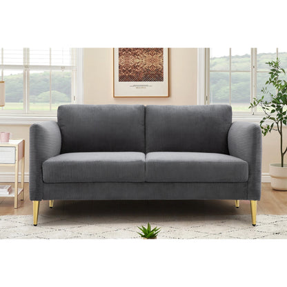 Causeuse en velours côtelé de style milieu de siècle US PRIDE FURNITURE 60,63 W