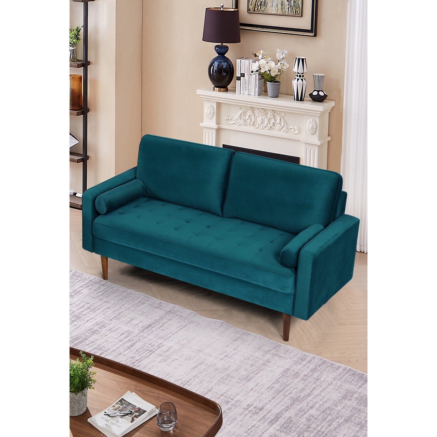 Canapé en velours à pieds fuselés US Pride Furnitirue 70''W