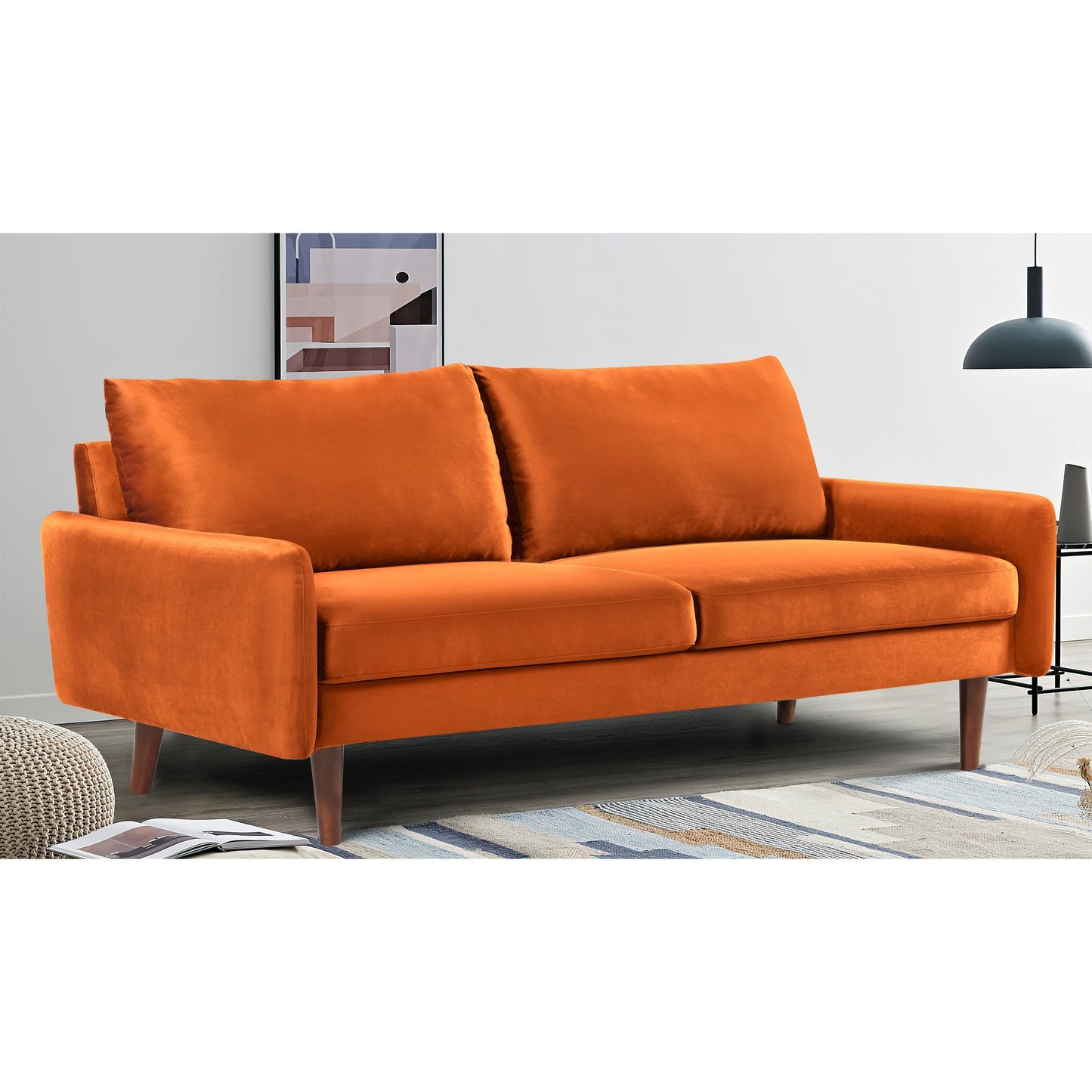 Canapé en velours à pieds fuselés US Pride Furnitirue 70''W