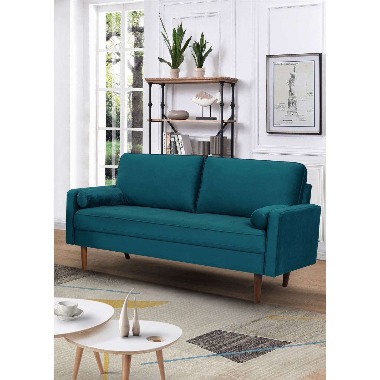 Canapé en velours à pieds fuselés US Pride Furnitirue 70''W