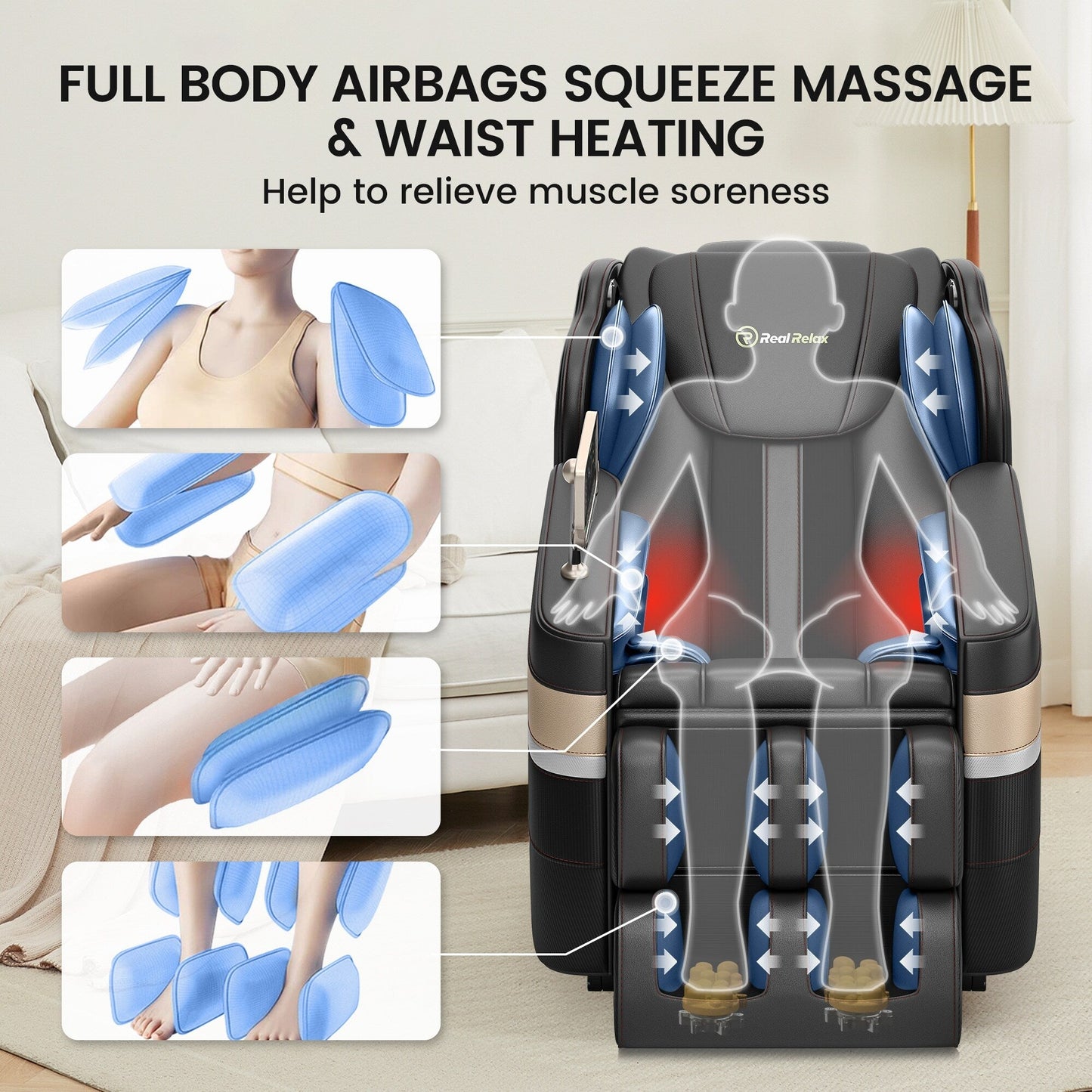 Fauteuil de massage chauffant pour tout le corps Ukuowu Favor-BS04 avec mode zéro gravité et lecteur de musique Bluetooth