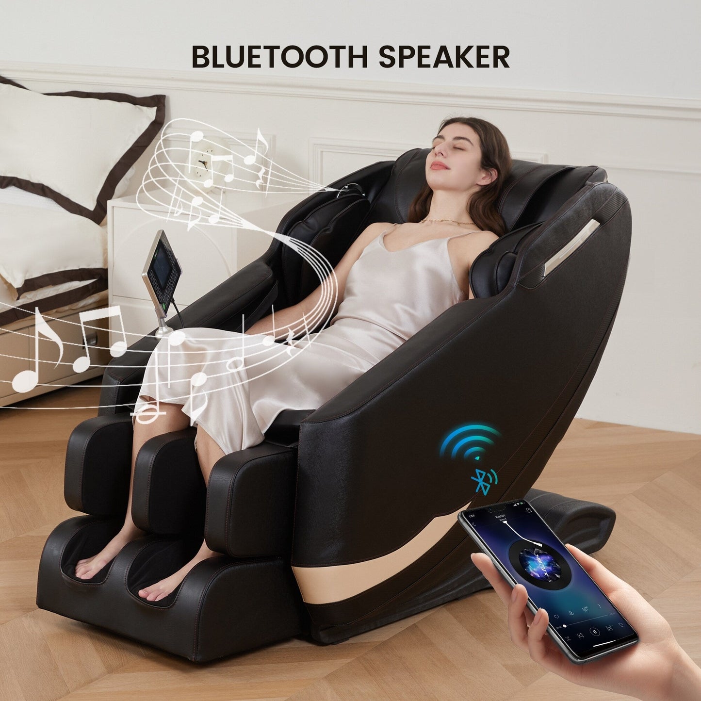 Fauteuil de massage chauffant pour tout le corps Ukuowu Favor-BS05 avec mode zéro gravité et lecteur de musique Bluetooth
