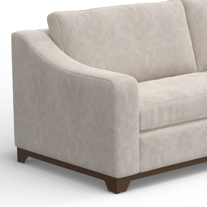 Canapé Umey, 2 coussins, similicuir blanc ivoire moderne, bois massif