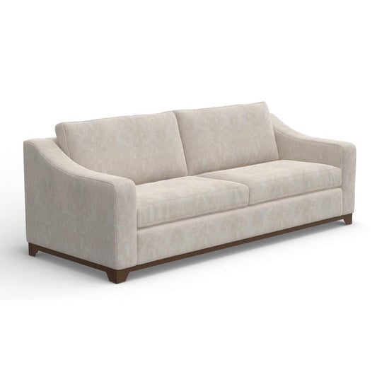 Canapé Umey, 2 coussins, similicuir blanc ivoire moderne, bois massif