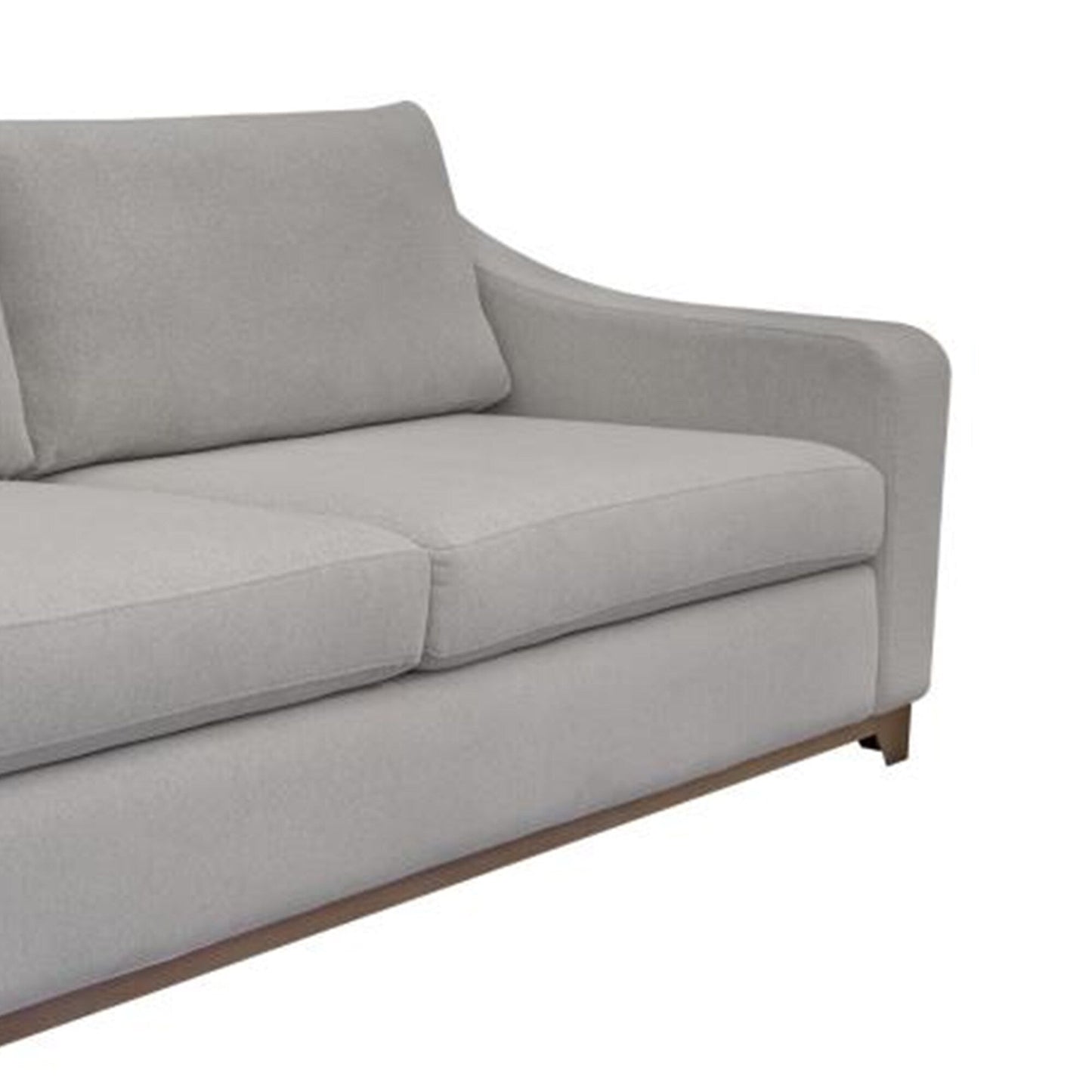 Canapé Umey, 2 coussins décoratifs, polyester beige moderne, structure en bois massif