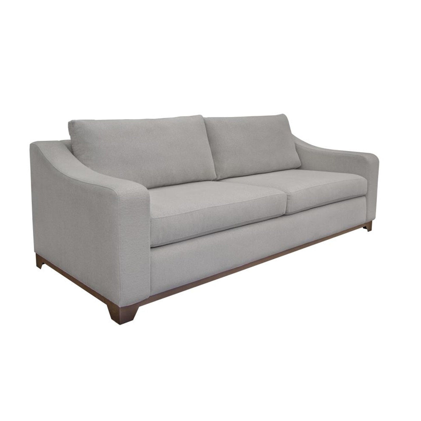 Canapé Umey, 2 coussins décoratifs, polyester beige moderne, structure en bois massif