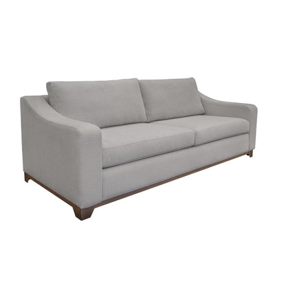 Canapé Umey, 2 coussins décoratifs, polyester beige moderne, structure en bois massif