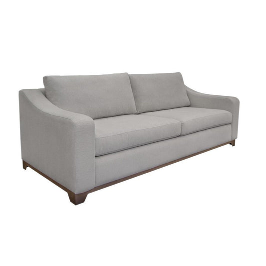 Canapé Umey, 2 coussins décoratifs, polyester beige moderne, structure en bois massif