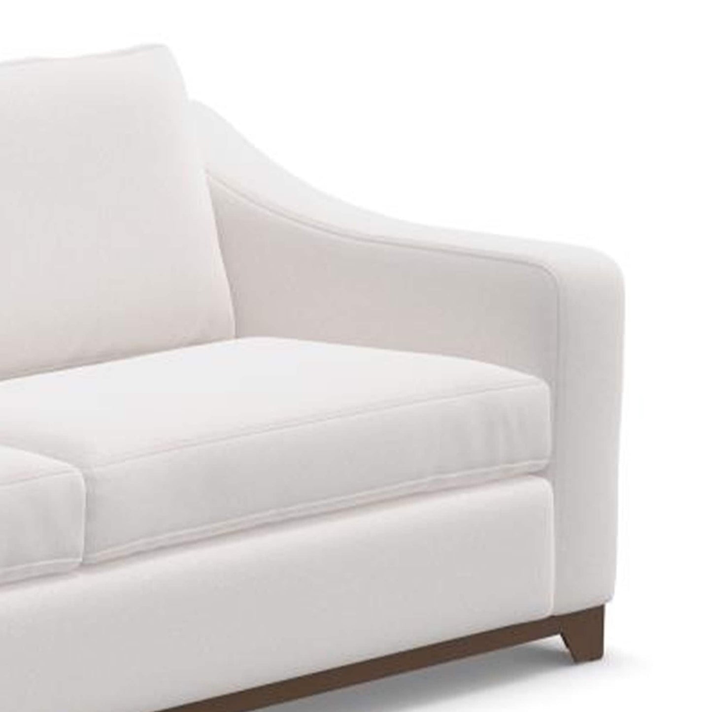 Canapé Umey, 2 coussins décoratifs, polyester blanc moderne et épuré, bois massif