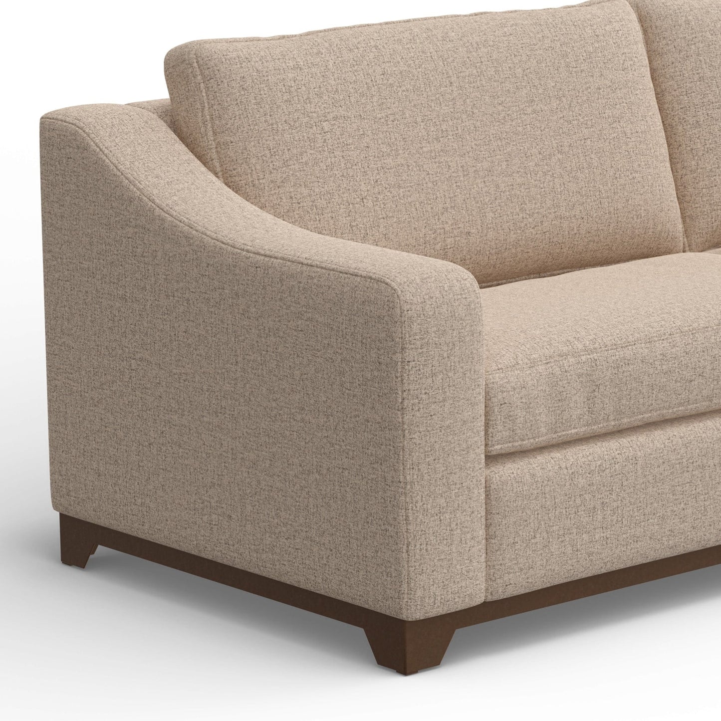 Canapé Umey, 2 coussins décoratifs, polyester crème marron moderne, bois massif