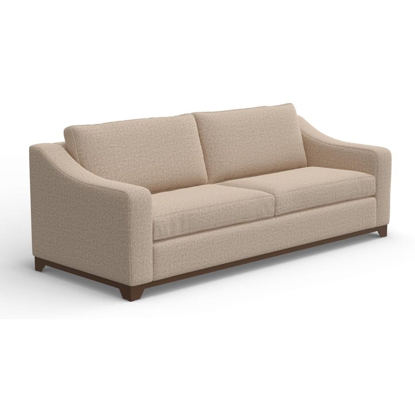 Canapé Umey, 2 coussins décoratifs, polyester crème marron moderne, bois massif