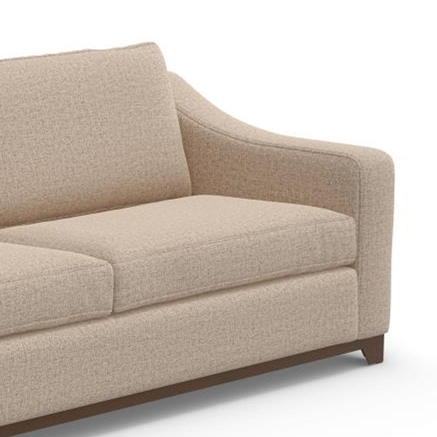 Canapé Umey, 2 coussins décoratifs, polyester crème marron moderne, bois massif