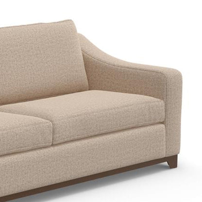 Canapé Umey, 2 coussins décoratifs, polyester crème marron moderne, bois massif