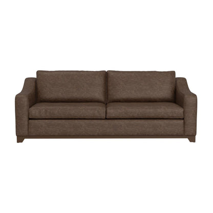 Canapé Umey, 2 coussins décoratifs, similicuir marron foncé moderne, bois massif