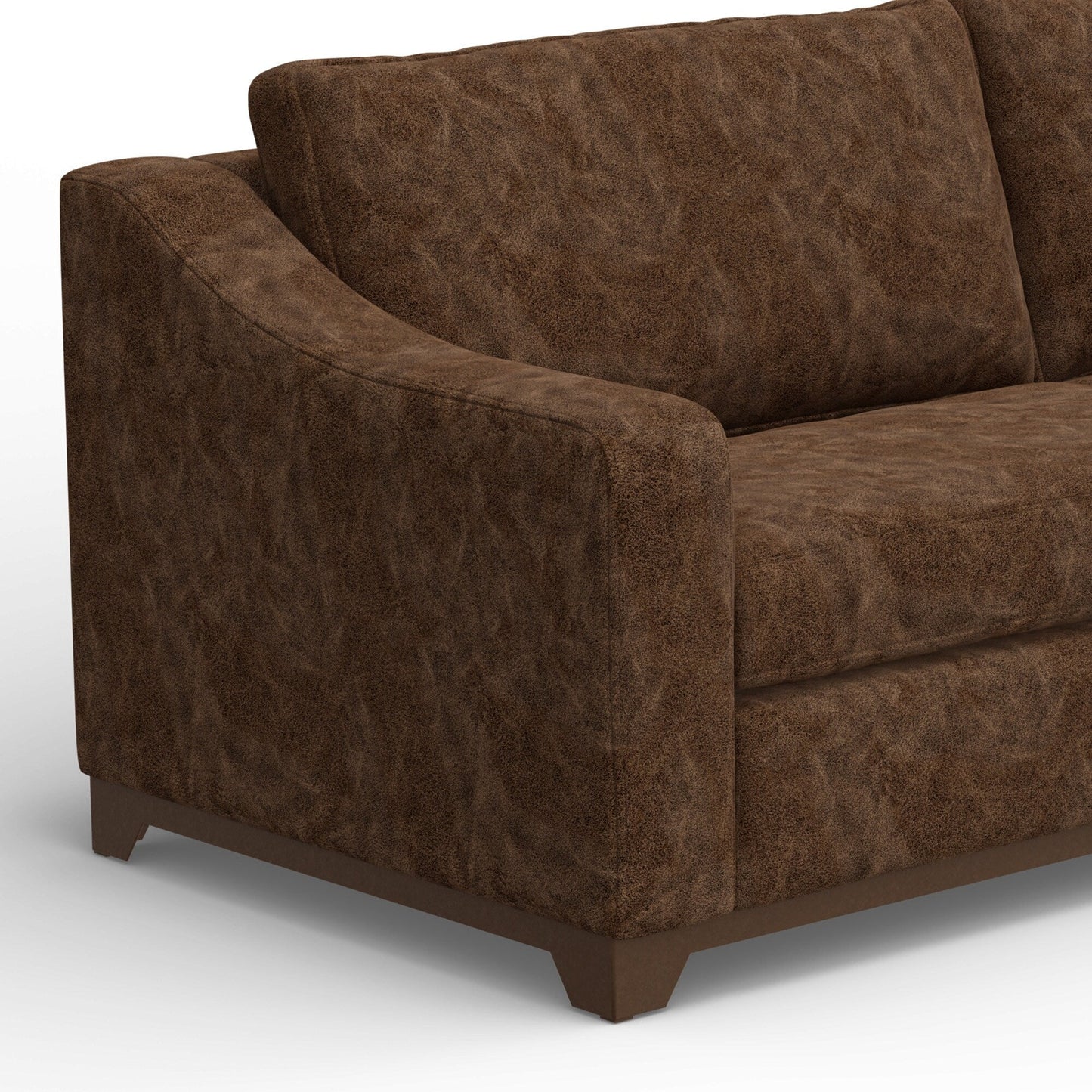 Canapé Umey, 2 coussins décoratifs, similicuir marron foncé moderne, bois massif