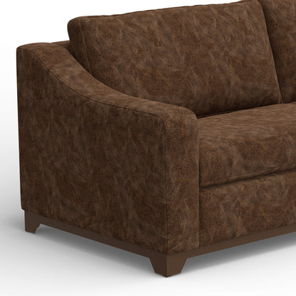 Canapé Umey, 2 coussins décoratifs, similicuir marron foncé moderne, bois massif