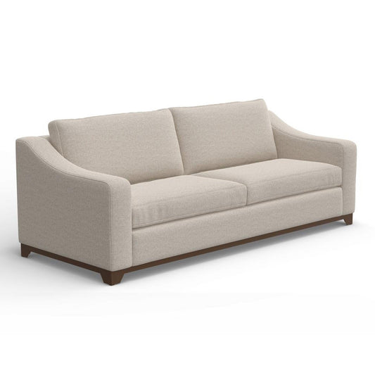 Canapé Umey, 2 coussins décoratifs, polyester blanc ivoire moderne, bois massif