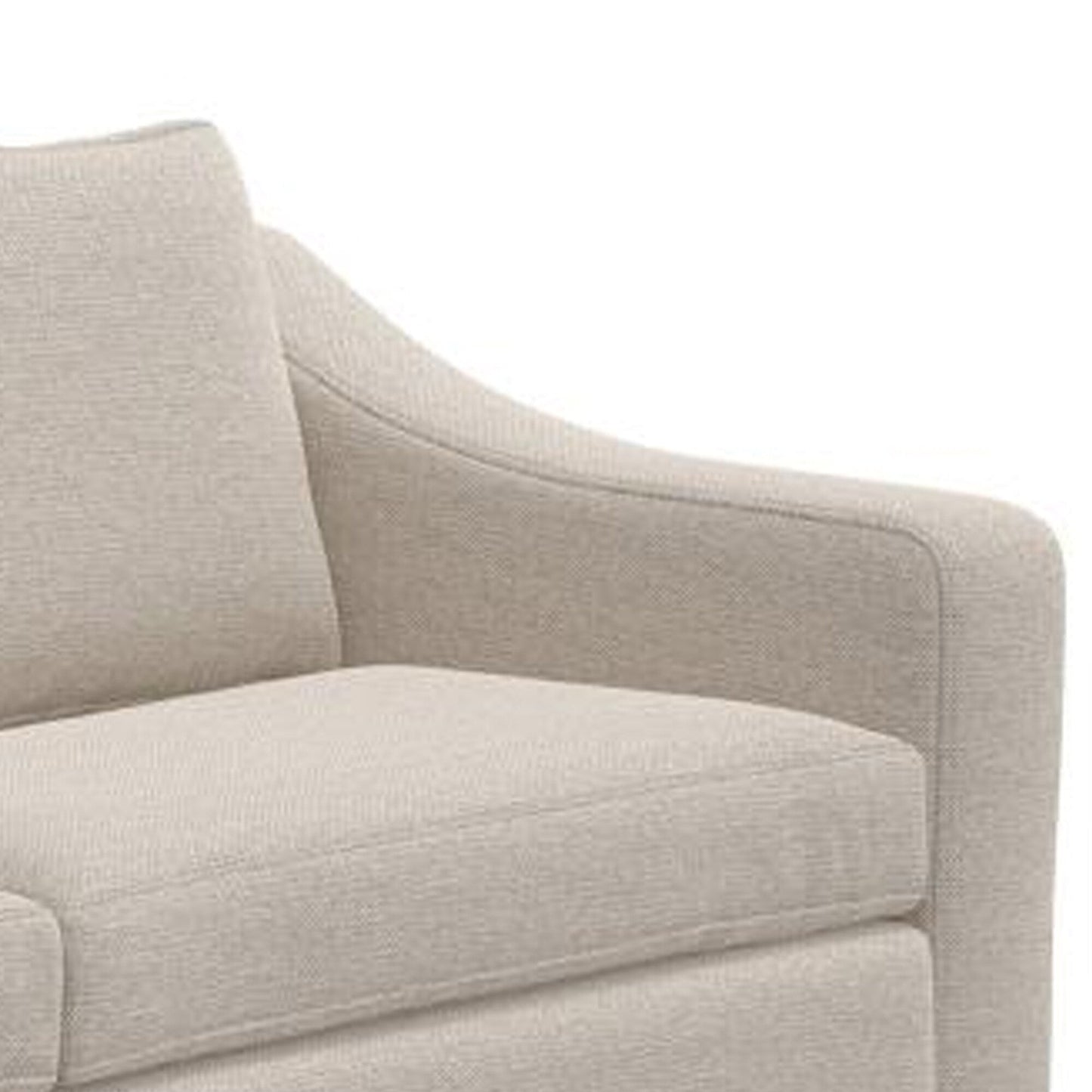 Canapé Umey, 2 coussins décoratifs, polyester blanc ivoire moderne, bois massif