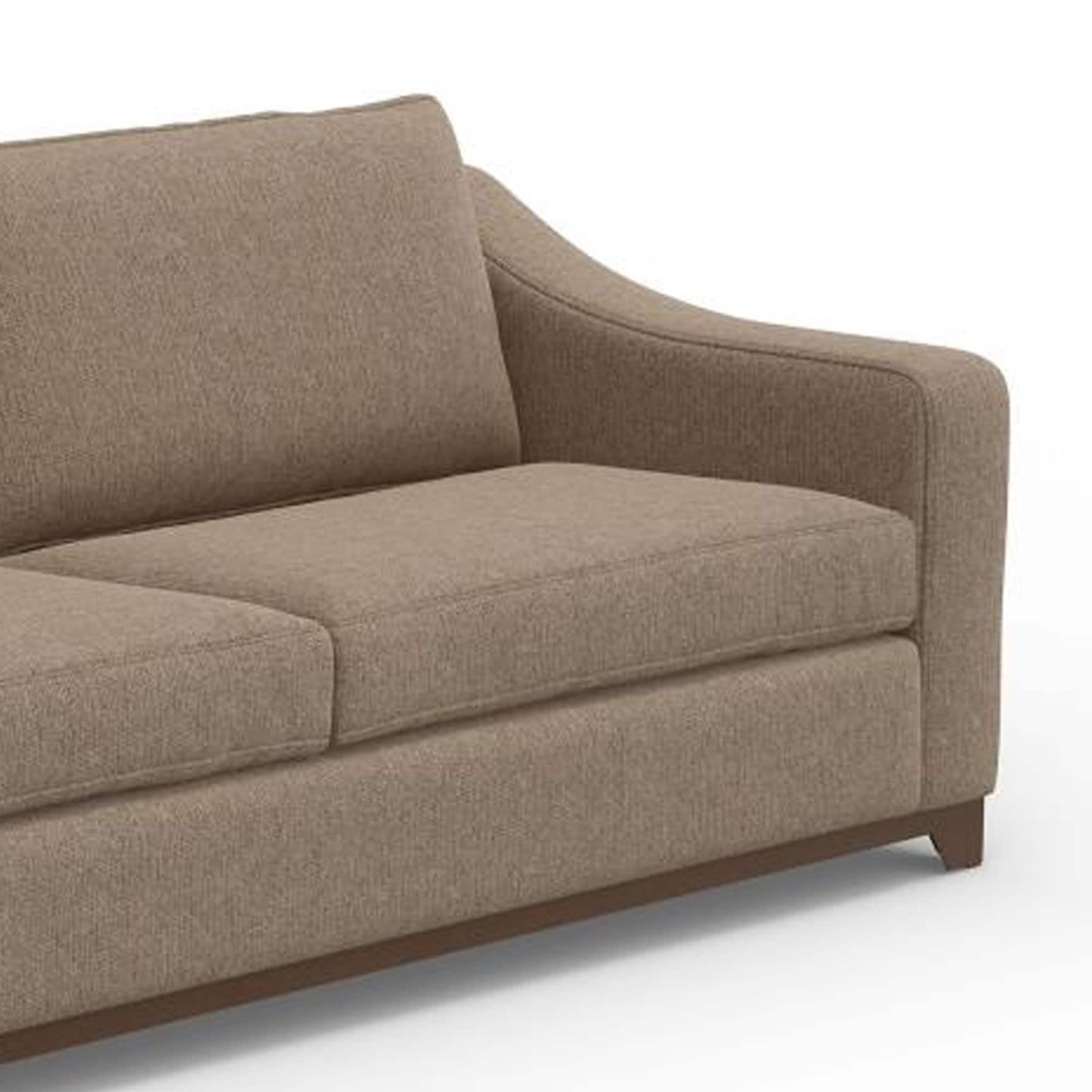 Canapé Umey, 2 coussins décoratifs, polyester marron clair moderne, bois massif