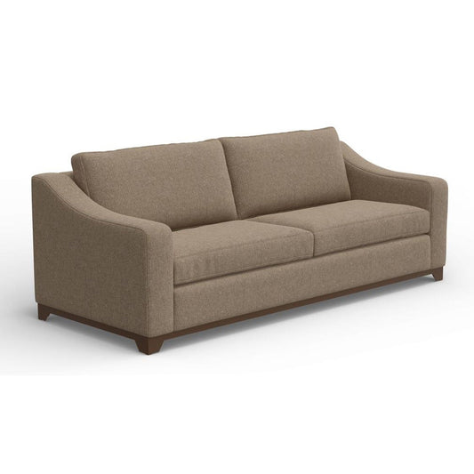Canapé Umey, 2 coussins décoratifs, polyester marron clair moderne, bois massif