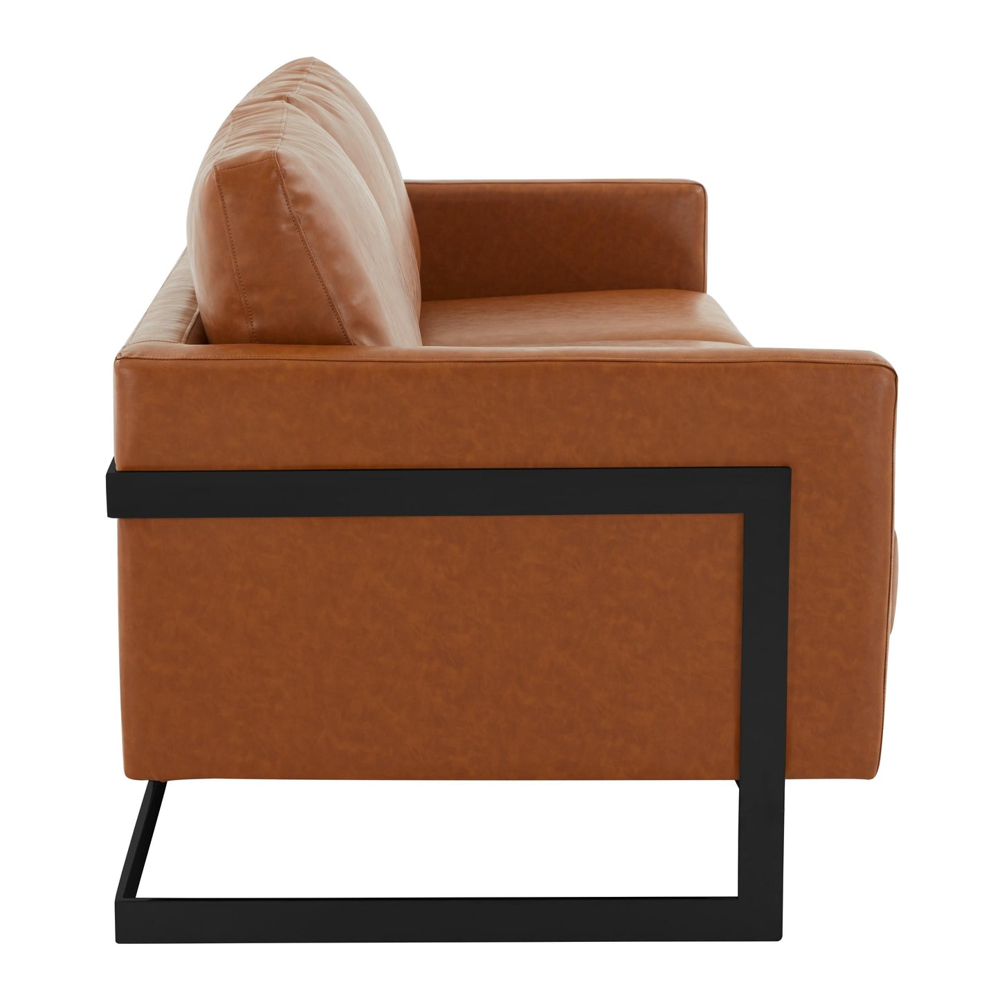 Canapé 3 places minimaliste en cuir rembourré avec coussins amovibles en acier inoxydable pour salon et chambre à coucher