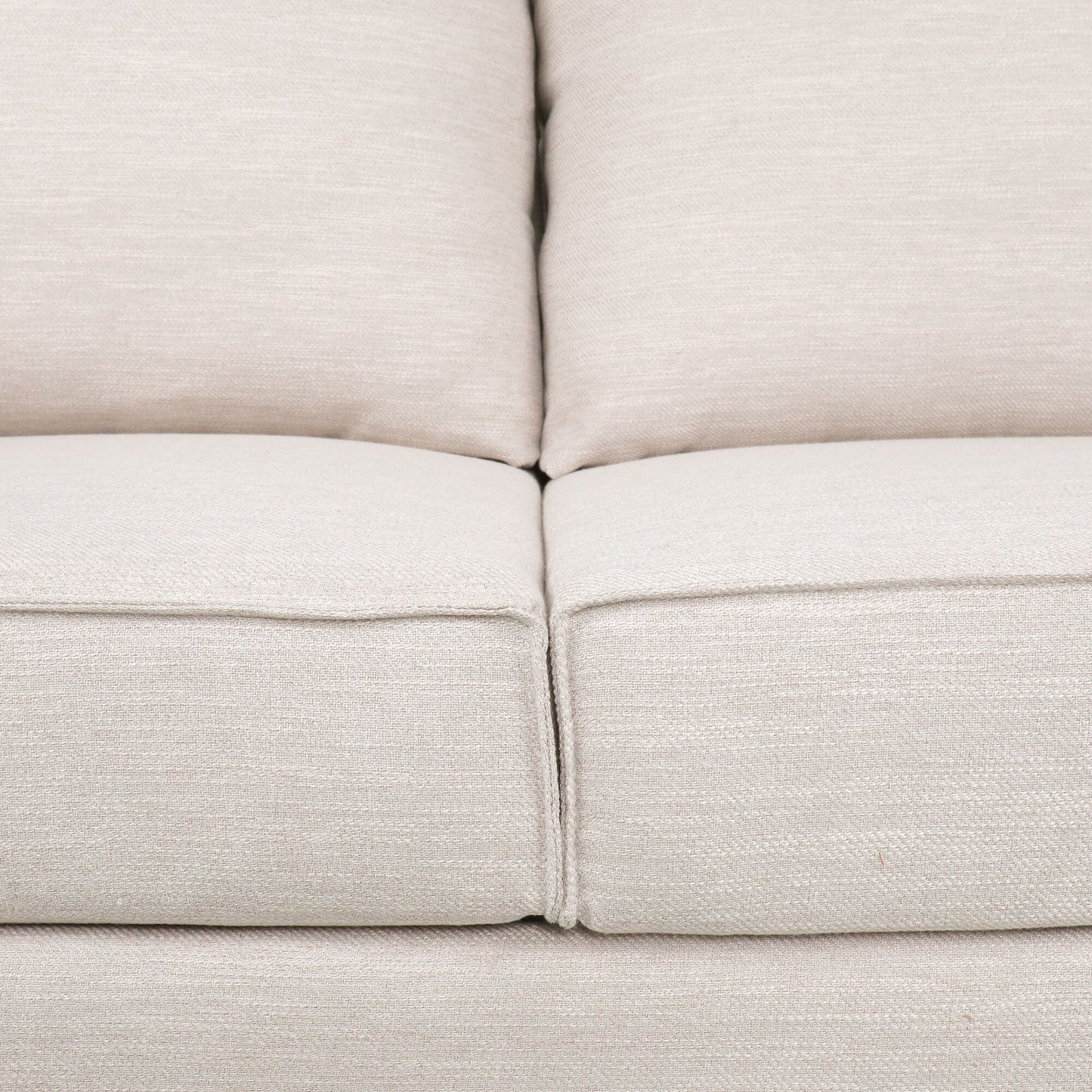 Canapé 3 places rembourré avec coussins et pieds en bois