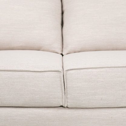 Canapé 3 places rembourré avec coussins et pieds en bois