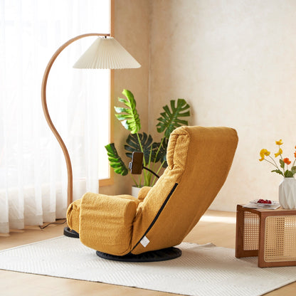 Fauteuil inclinable manuel pivotant à 360° rembourré avec support pour téléphone portable, appui-tête et dossier réglables