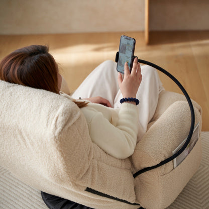 Fauteuil inclinable manuel pivotant à 360° rembourré avec support pour téléphone portable, appui-tête et dossier réglables