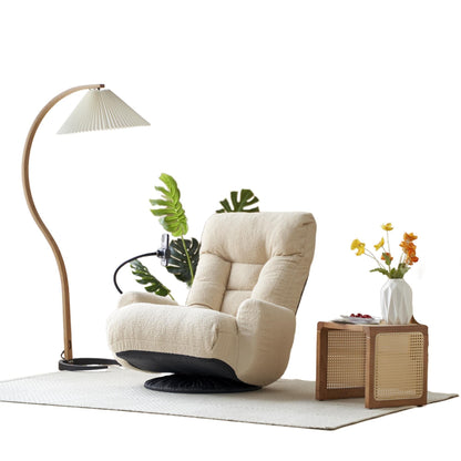 Fauteuil inclinable manuel pivotant à 360° rembourré avec support pour téléphone portable, appui-tête et dossier réglables