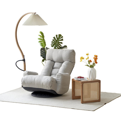 Fauteuil inclinable manuel pivotant à 360° rembourré avec support pour téléphone portable, appui-tête et dossier réglables