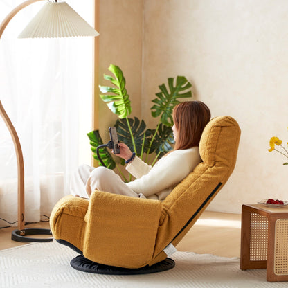 Fauteuil inclinable manuel pivotant à 360° rembourré avec support pour téléphone portable, appui-tête et dossier réglables