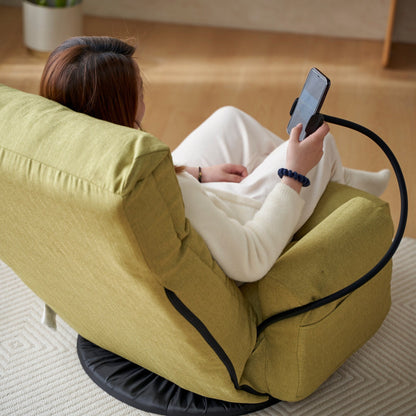 Fauteuil inclinable manuel pivotant à 360° rembourré avec support pour téléphone portable, appui-tête et dossier réglables
