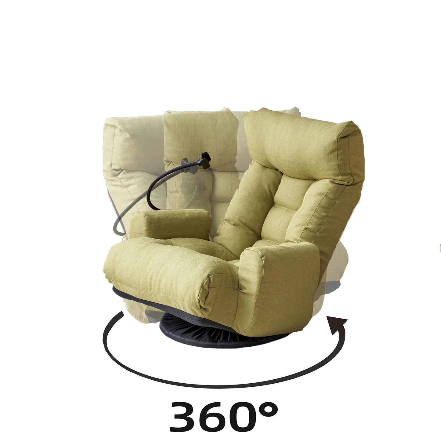 Fauteuil inclinable manuel pivotant à 360° rembourré avec support pour téléphone portable, appui-tête et dossier réglables