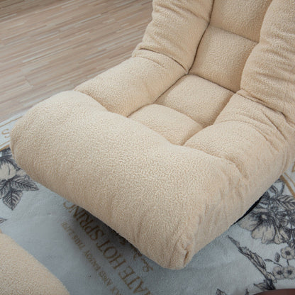 Ensemble de fauteuil inclinable rembourré sans accoudoirs avec pouf et appui-tête réglable