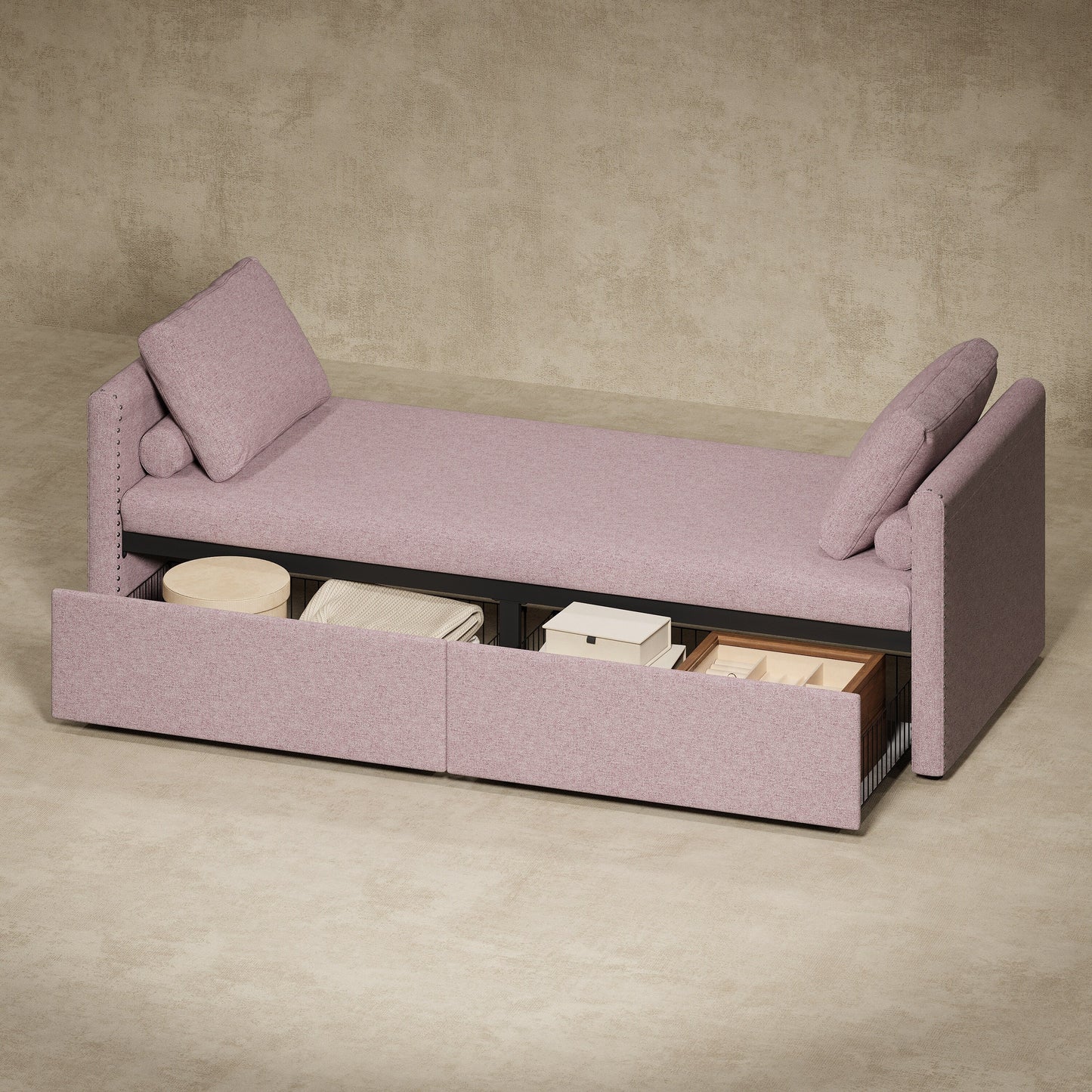 Chaise longue rembourrée avec 2 tiroirs par Harper&amp;Bright Designs