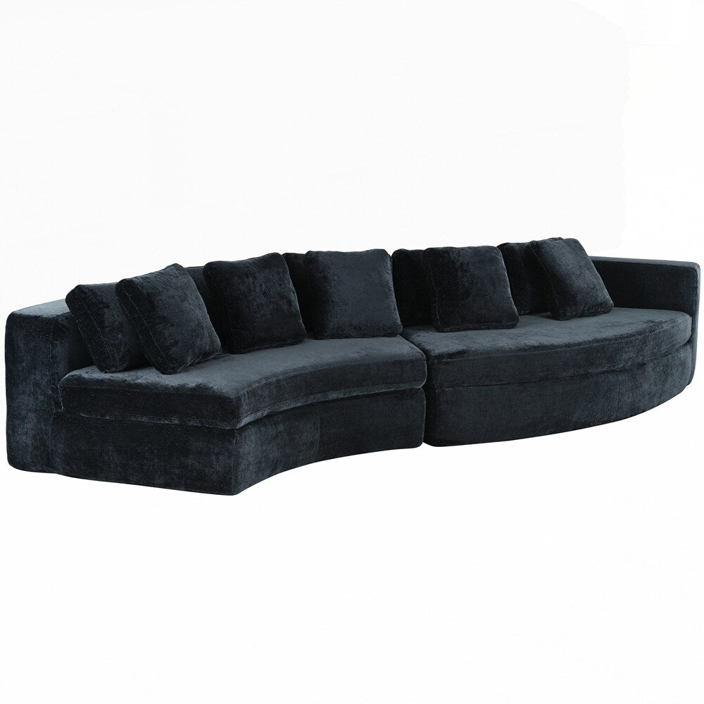 Canapés rembourrés Canapé incurvé en chenille jacquard, aucun assemblage requis