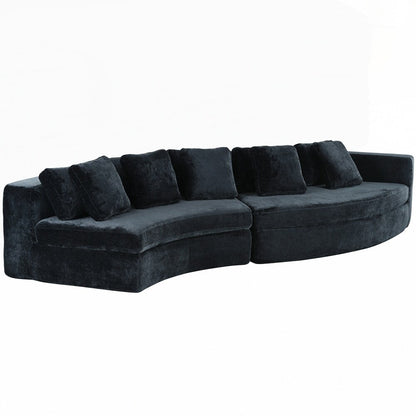 Canapés rembourrés Canapé incurvé en chenille jacquard, aucun assemblage requis