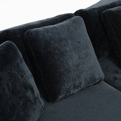 Canapés rembourrés Canapé incurvé en chenille jacquard, aucun assemblage requis