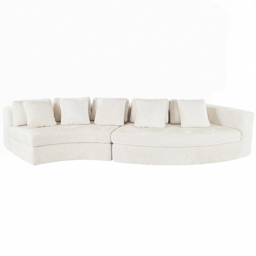 Canapés rembourrés Canapé incurvé en chenille jacquard, aucun assemblage requis