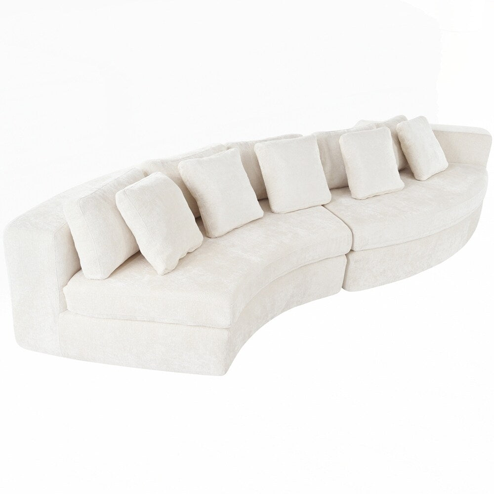 Canapés rembourrés Canapé incurvé en chenille jacquard, aucun assemblage requis