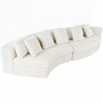 Canapés rembourrés Canapé incurvé en chenille jacquard, aucun assemblage requis